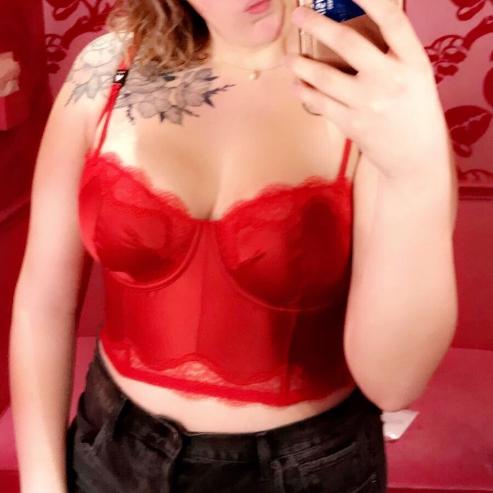 VS Red corset lingerie top